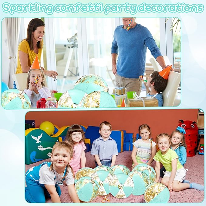 12 Pcs 16 Inch Inflatable Beach Balls Bulk Jumbo Pastel Inflatable Decorated Ball with Macaron Color PVC Party Ornaments for Summer Birthday Party Decoration(Green)
