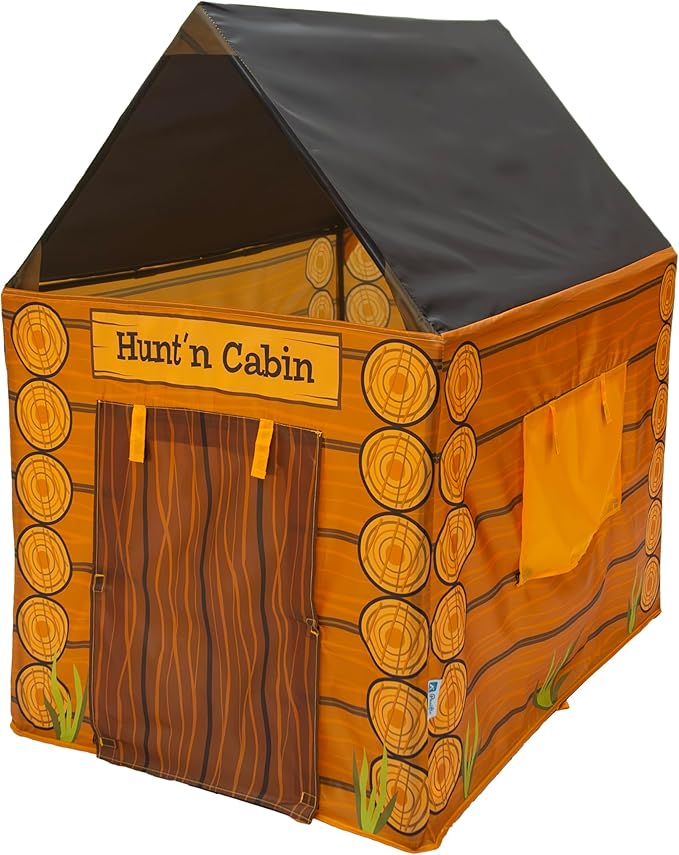 Pacific Play Tents 61804 Kids Hunt'n Cabin Tent Playhouse, 39" x 27" x 43", Brown