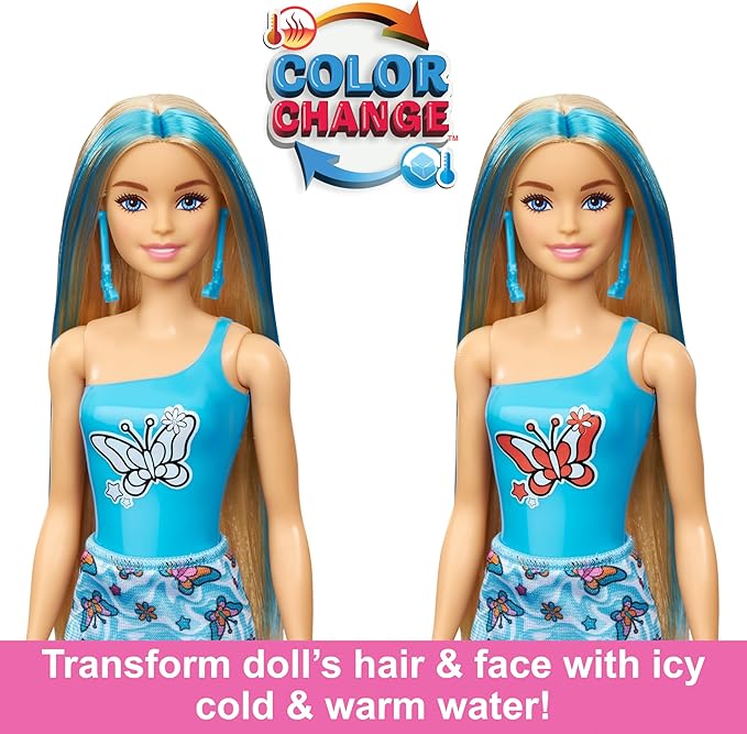Barbie Color Reveal Doll & Accessories with 6 Unboxing Surprises, Rainbow-Inspired Series with Color-Change Bodice, 1960s Theme