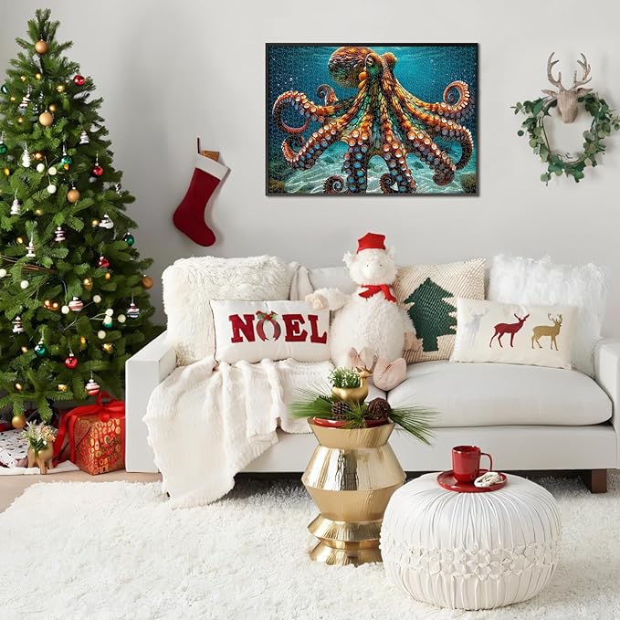 Rocorose Octopus Puzzles for Adults 1000 Pieces, Deep Blue Sea Ocean Exploration Theme Jigsaw Puzzle, Nature Marine Artwork Challenging Family Activity Puzzle Game