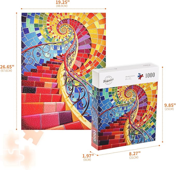 Jigsaw Puzzles for Adults 1000 Pieces, Vibrant Colorful Difficult Challenging Unique Puzzle for Game Night Family Home Decor, 20x27 Inches, Rainbow Ladder