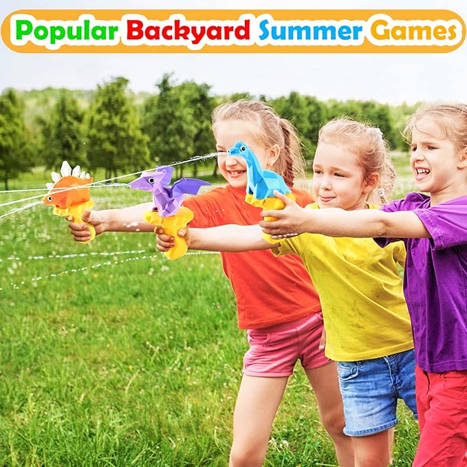 5PCS Dinosaur Squirt Guns for Toddlers, Summer Pool Toys, Outdoor Water Blasters for Kids 2-6