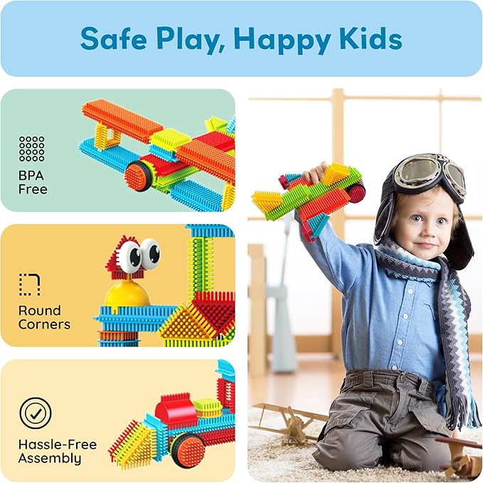 PicassoTiles 116pc Hedgehog Building Blocks Construction Toy Set with Interlocking Tiles Idea Book 4 Action Figure Characters and Decorative Eyes STEM Educational Playset for Kids Ages 3 Plus PTB116
