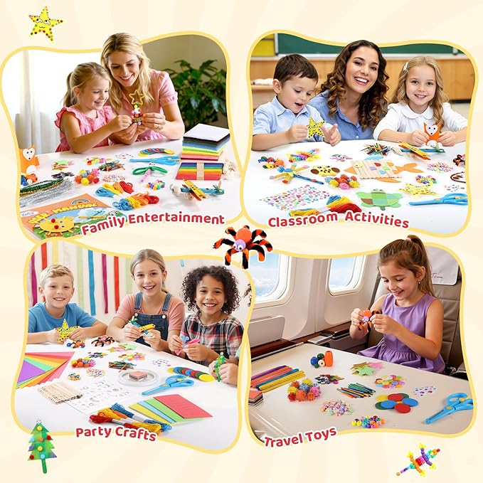 Zefy 3800+ Pcs Arts and Crafts Kit Supplies for Kids, All in One Art Supplies with 20 Crafts Design, DIY Craft Box Set School Supplies Gifts Toys for Girls Boys Ages 4-12