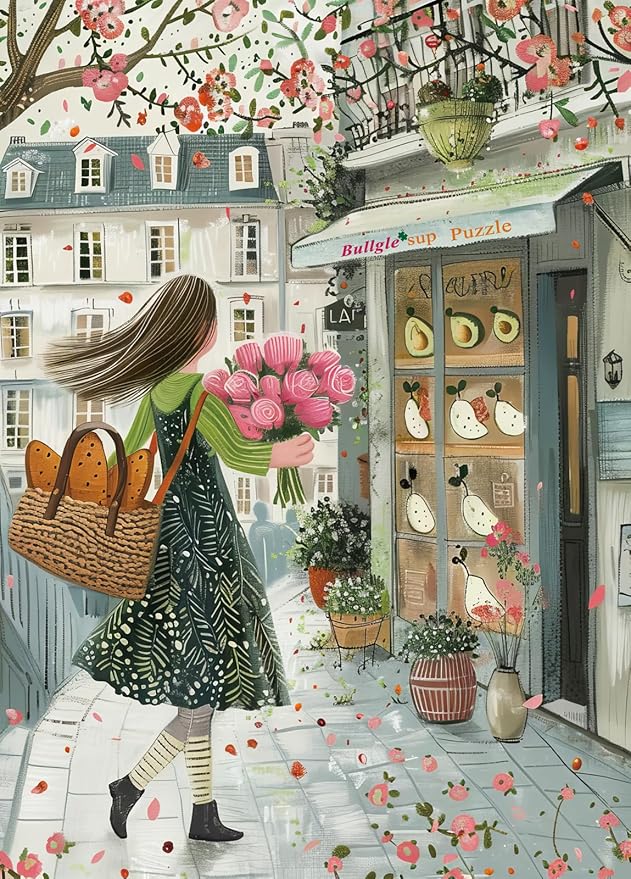 Puzzles for Adults 1000 Pieces, Beautiful Girl Jigsaw with Poster Letter on Back, Unique Pieces Fit Well No Dust (27.5"x19.6")