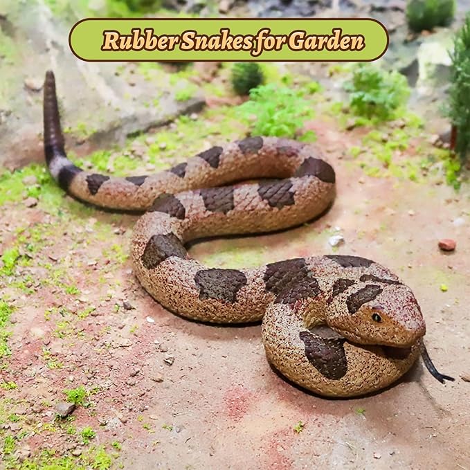 LRCXL Realistic Fake Snakes Toy Soft Rubber Snakes to Keep Birds Away - Rattlesnake Toys for Garden Props to Keep Birds Away, Scare Squirrels, Mice, Pranks Halloween Decoration Props