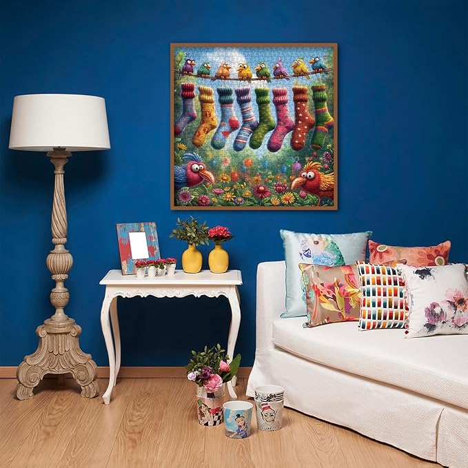 Colorful Birds Garden Puzzles for Adults 1000 Pieces, Flower Nature Jigsaw Puzzles, Cute Scene Art Puzzles