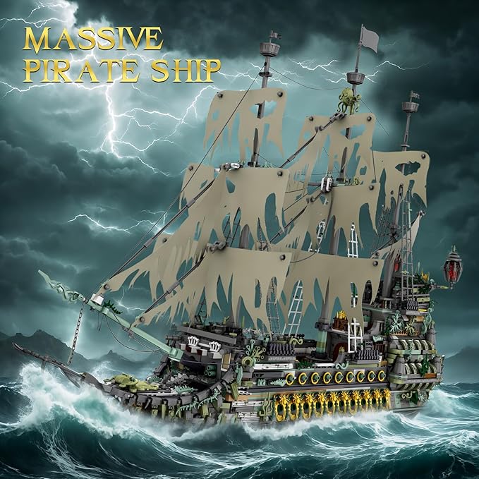 JMBricklayer Pirate Ship Building Set for Adults - Ghost Ship Flying Dutchman Model, 5865 Pieces