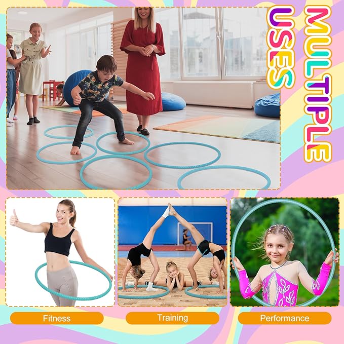 Shappy 6 Pcs Exercise Hoop Detachable Adjustable Plastic Toy Playground Toys Colored Hoop Circles for Teens Games Gymnastics Dog Agility Equipment Party Decor