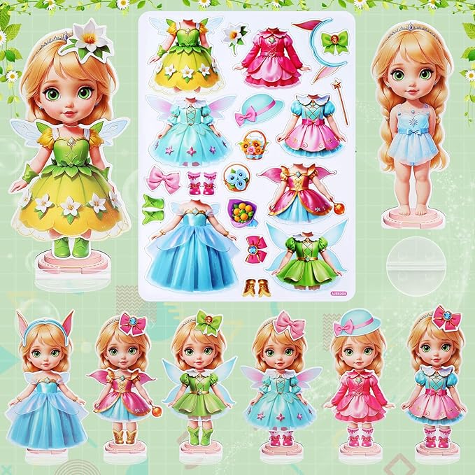 PainZieteg Magnetic Dress Up Dolls,Paper Dolls for Girls Ages 4-10,DIY Princess Magnetic Dress-Up Doll Pretend Play Set for Birthday (Lea)