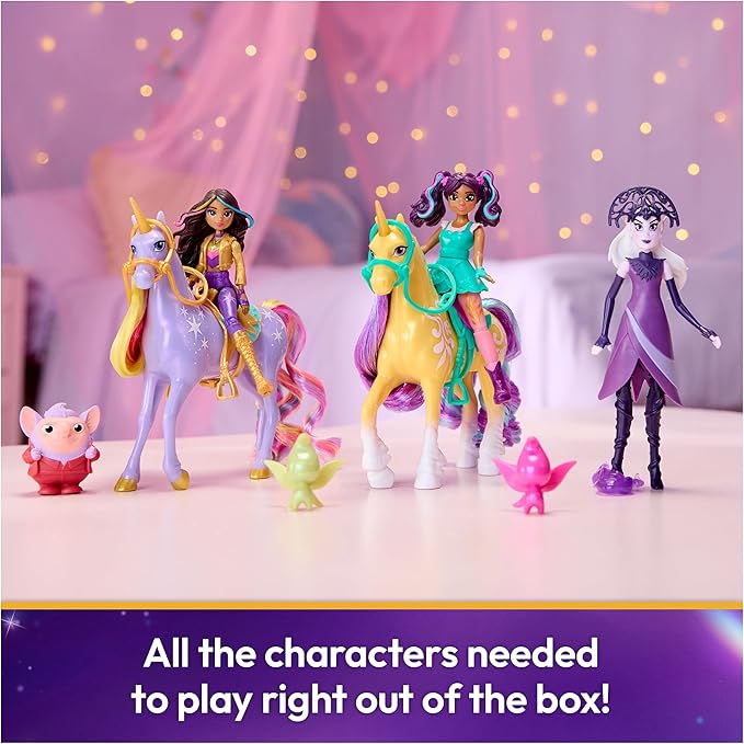 Unicorn Academy, Magic Unleashed Adventure Pack with Sophia, Ava, Ravenzella, Wildstar, Leaf & More, Dolls & Unicorn Toys for Girls Ages 4 and up