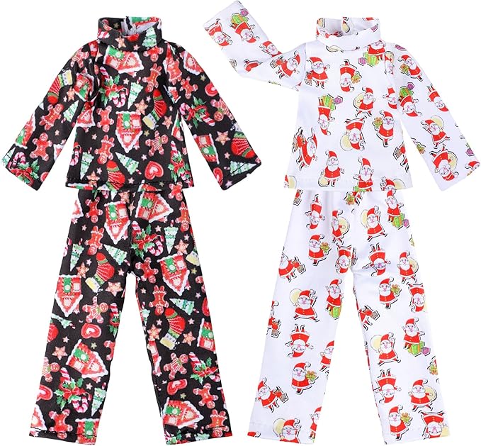 Hungdao 4 Pcs Christmas Doll Clothes Christmas Accessories Doll Clothing Pajamas and Nightgown Holiday Outfits for Boys Girls Xmas Party Supplies