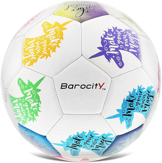 Unicorn Size 3 Kids Soccer Ball - Colorful Unicorn Ball for Boys and Girls, Indoor and Outdoor Sports Games