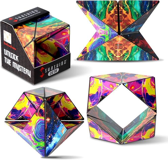 Shashibo Octa Shape Shifting Box - STEM Fidget Toy with Ultra Strong Magnets - Sensory Puzzle Cube Transforms Into 100+ Shapes, Easter Basket Stuffers Gift for Kids, Teens, and Adults (Infinity)