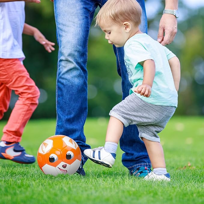 Toddler Soccer Ball Size 2 Size 3 - Small Soft Kids Ball 2 Pack for Ages 1-5 3-8 - Cartoon Sports Toy Boys Girls - Easter Basket Stuffers for Toddlers Kids - Soccer Gift for Indoor Outdoor Games
