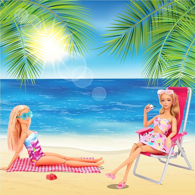 27 Pcs Doll Summer Doll Clothes & Accessories Including 5 Swimsuits 8 Pairs of Shoes Beach Chair Bonfire Swim Ring Summer Accessories for 11.5 Inch Girl Dolls Playset