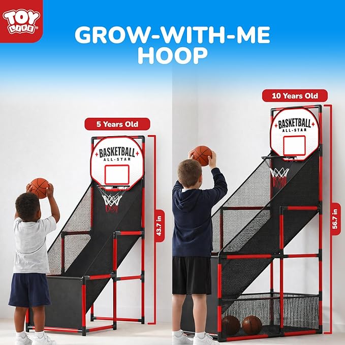 TOY Life Basketball Arcade Game Indoor for Kids - Basketball Shooting Game for Boys Age 4 5 6 7 8, Portable Basketball Hoop Arcade Set for Boys 8-12