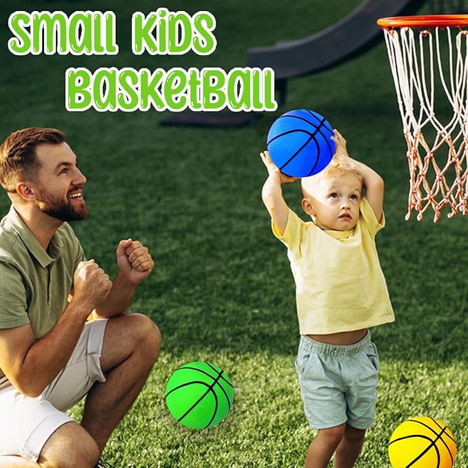 6Pcs 5Inch Mini Toy Basketballs,Colorful Rubber Inflatable Basketball with Pump for Toddlers Kids Pool,Basketball Hoop,Beach Sports Game,Party Favor Indoors Outdoors