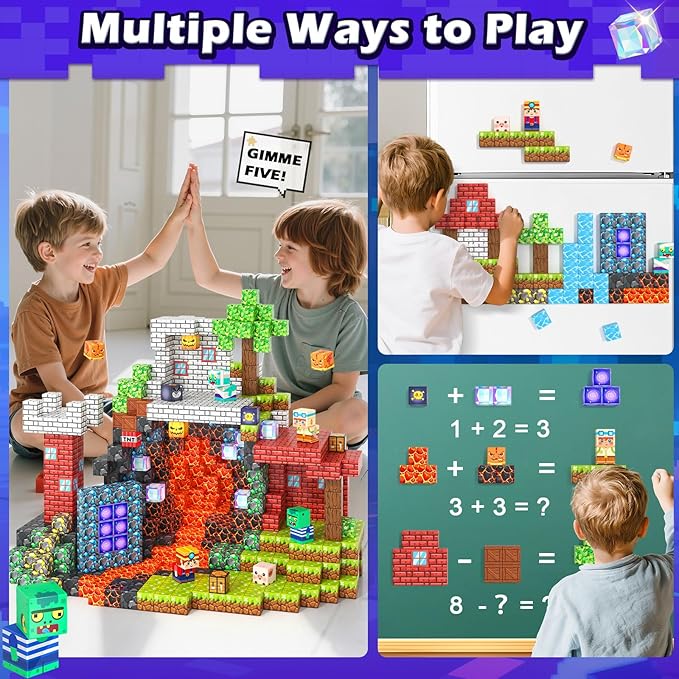150 PCS Magnetic Blocks Toys, Build Mine Magnet World Set, Magnetic Tiles Building for Boys & Girls Age 4-8 5-7, STEM Montessori Sensory Toys for Toddlers Kids Gifts