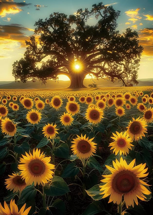 Sun and Life Puzzle 1000 Piece for Adult, Nature Flower Landscape Jigsaw Puzzles, Plant Pretty Scenic Puzzle