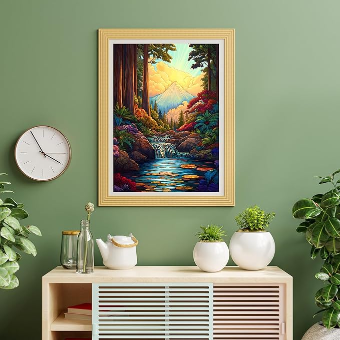 Puzzles for Adults 500 Pieces, Stained Glass Jigsaw Puzzles 500 Pieces - Forest of Wonder, Landscape Impossible Puzzle, Finished Size 20.47 * 14.96”, with 1:1 Poster, Letter on The Back