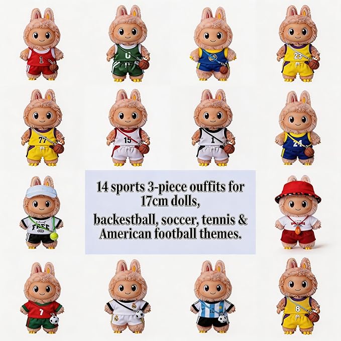 This Sports-Themed Basketball Football 3-piece Set is Suitable for a 17cm Dolls and Also for Other of the Same Size. 【 Key Point 】 Only Clothes, no Dolls. (NO.30 - Deep Blue)