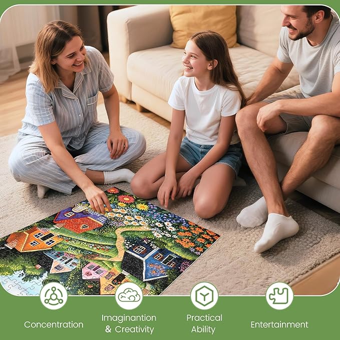 300 Piece Puzzles for Adults, Idyllic Village Jigsaw Puzzles, Blooming Garden 300 Piece Puzzle, Perfect for Family Time, Home Wall Decor, Great Gift for Adults, Kids, Seniors, 20.5 x 15 in