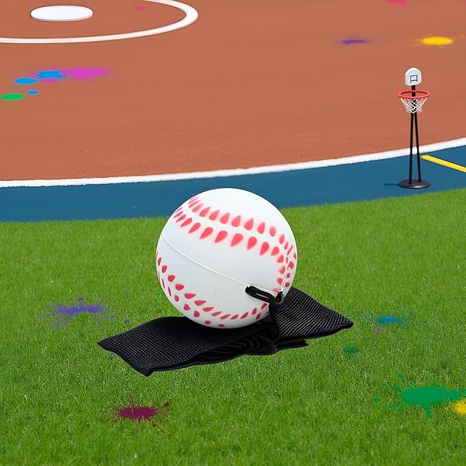 White Baseball Wrist Ball Wristband Sports Balls on a String Includes Basketball, Baseball and Football Return Rubber Rebound Ball for Party Favor, Exercise or Play Sports (1.9 inches)