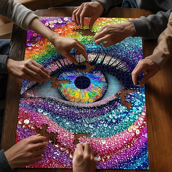 Impossible Puzzle for Adults 1000 Pieces, Diamond Eye Abstract Art Puzzle Colorful, Rainbow Crystal Hard Challenge Jigsaw Puzzle