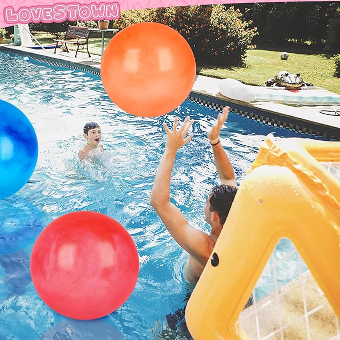 LovesTown 3PCS Playground Balls, 14 Inch Bouncy Balls Inflatable Dodgeball Kickballs with Hand Pump, for Kids Indoor and Outdoor