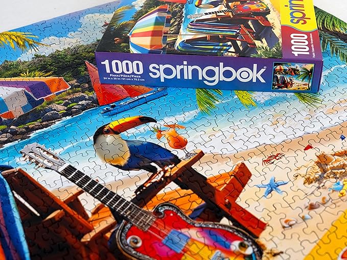 Springbok Tropical Paradise 1000 Piece Jigsaw Puzzle for Adults - Relaxing Beach Scene - Unique Cut Pieces - Made in USA