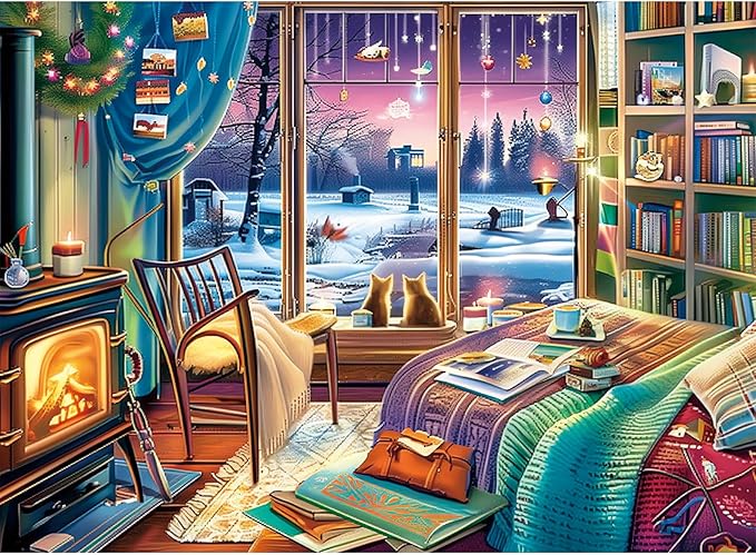 500 Pieces Puzzles for Adult Jigsaw Puzzle 500 Piece Puzzle Elderly Puzzles Snow Cat Puzzle Gift for Mom Dad Family Friend Family Activity Games Home Decor Wall Art 20.5x15IN