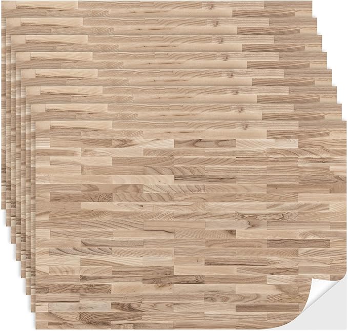 Flutesan 12 Pcs Miniature Dollhouse Wallpaper and Flooring Peel and Stick Mini DIY Self Adhesive Dollhouse Accessories 8.27 x 11.69 Inch (Natural Style)