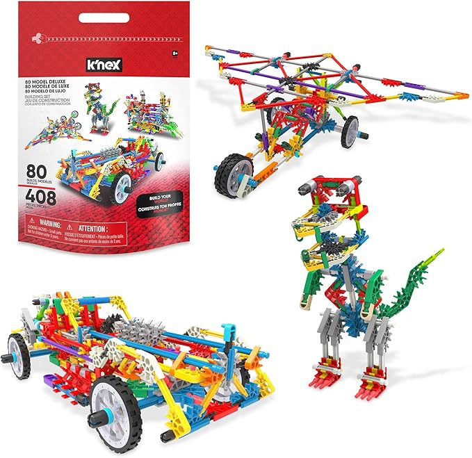 KNEX 80 Model Deluxe Set with Reusable Bag - STEM Building Kit, Kid Construction, Creative Play Toy‚ Ages 8+