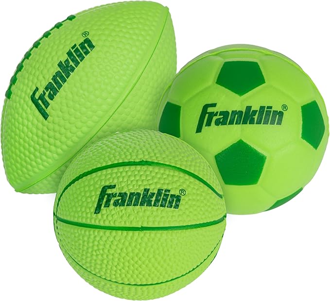 Franklin Sports Kids Foam Sports Balls - Indoor + Outdoor Soft Foam Toy Balls for Kids - Perfect Backyard + Practice