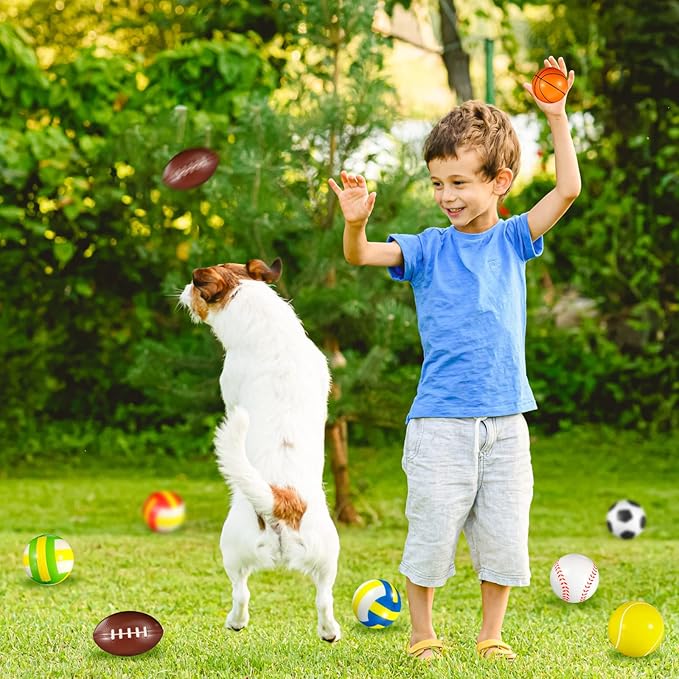 HyDren 96 Pcs Sports Stress Balls Mini Foam Sport Ball Squeeze Toy Include Storage Bag Basketball Football Baseball Soccer Tennis Volleyball for Stress Relief, Relaxation Party Favor for Boys Girls