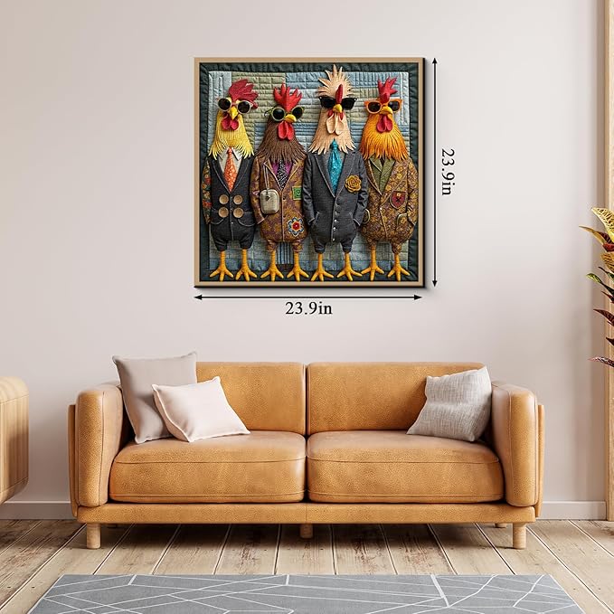 Funny Chicken Family Puzzle 1000 Pieces, Vintage Stylish Roosters Jigsaw Puzzles, Colorful Animal Chickens Puzzle