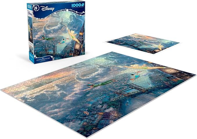 Ceaco Disney - Thomas Kinkade - Peter Pan Fly to Neverland - 1000 Piece Jigsaw Puzzle  Challenging and Colorful Puzzle for Adults – Precision-Cut Pieces, Beautiful Artwork, and Hours of Relaxing Fun