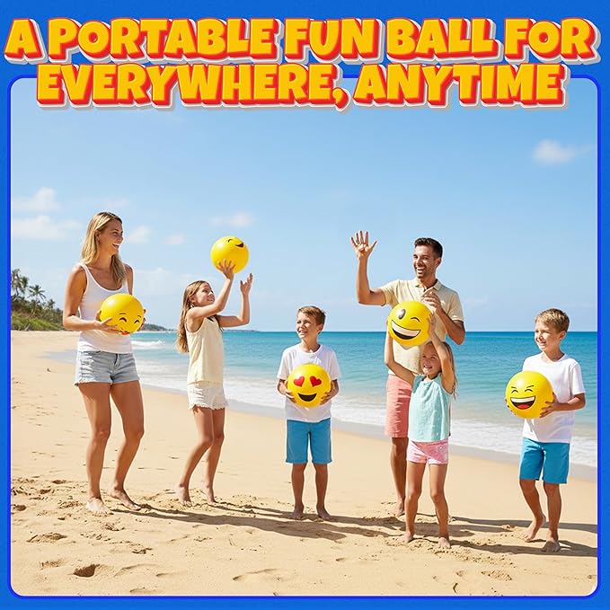8.5-Inch Happy Face Bouncing Balls for Kids & Toddlers (Pack of 5) - Playground Balls w/ 5 Fun Designs - Lightweight Play Bouncy Ball Gifts for Boys & Girls