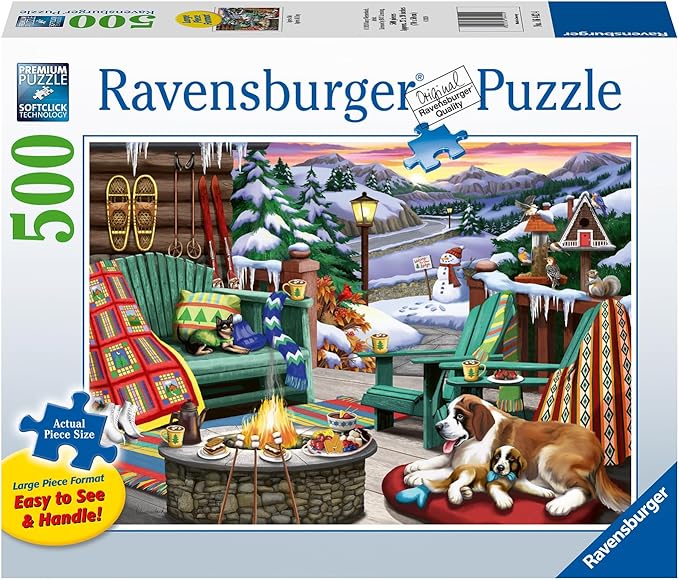 Ravensburger - Après All Day - 500 Piece Large Format Jigsaw Puzzle - Beautiful Depiction of The Ideal Front Porch in Winter - Frameable - Premium Quality - Puzzles for Adults