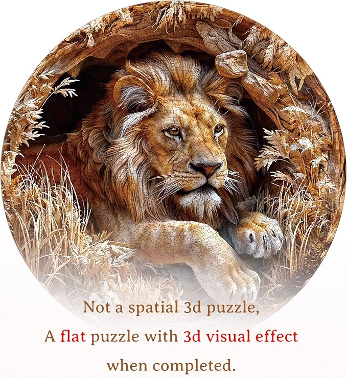 1000 Piece Puzzle for Adult, Lion Jigsaw Puzzle 1000 Pieces, Impossible Challenging Fun Puzzle for Adult, Round 26.6 x 26.6 Inch Unique Difficulty Puzzle for Birthday Gift