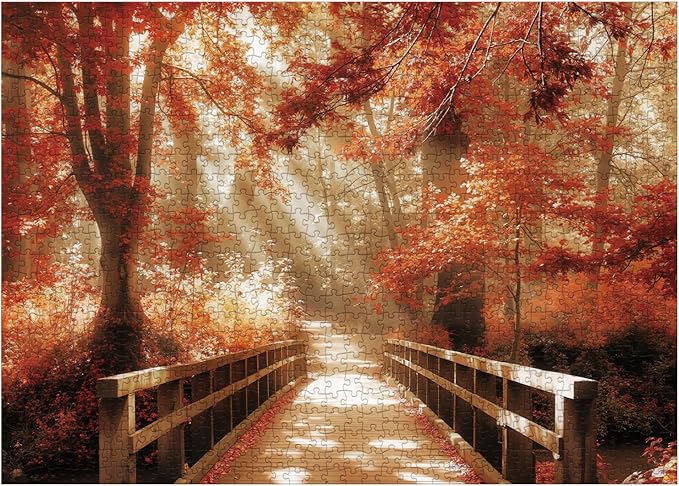 Fall Forest Landscape Puzzles for Adults 1000 Pieces, Autumn Nature Plant Jigsaw Puzzles, Hard Difficult Tree Scenic Puzzle