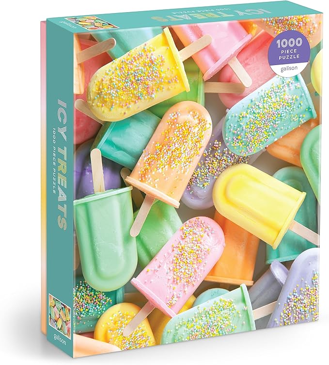 Galison ICY Treats – Julie Seabrook Ream 1000 Piece Puzzle Featuring A Pastel Collage of Frozen Treats Perfect for Summer