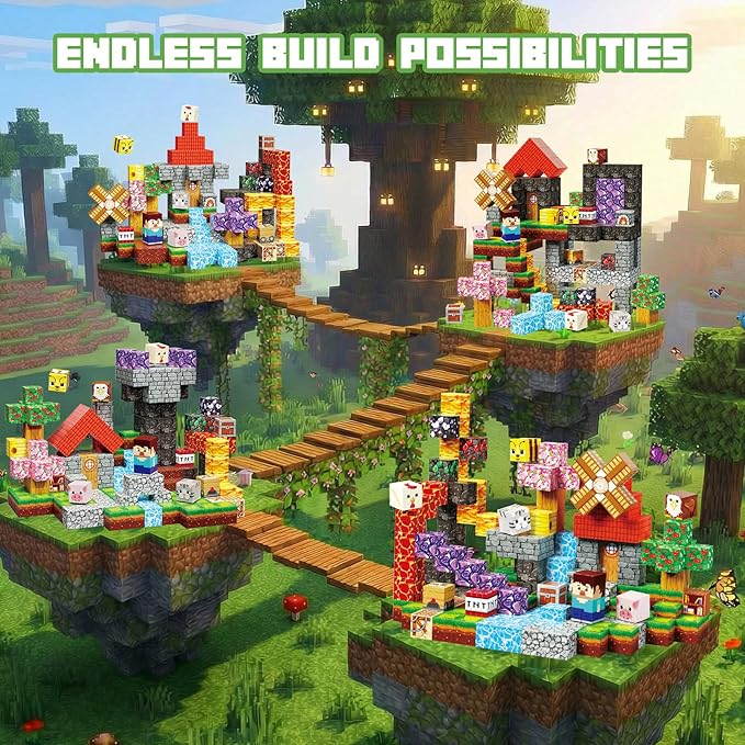 Magnetic Building Blocks, STEM Toys Educational Magnet Cubes for Kids Ages 4-12 (Rock Forest-200pcs)