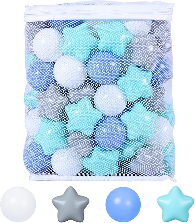 STARBOLO Star Ball Pit Balls for Toddlers -100pcs Pastel Colors Phthalate Free BPA Free Non-Toxic Crush Proof Play Balls Play Tent Pool Playhouse Playpen Party Decoration.