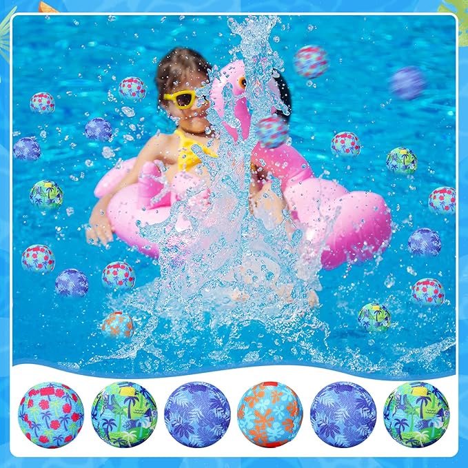 Reusable Water Float Balls Pool Beach Toys for Outdoor Summer Activities 2 Inch Splash Water Small Absorbent Balls Bulk for Adult Swimming Beach Soaking Game Party