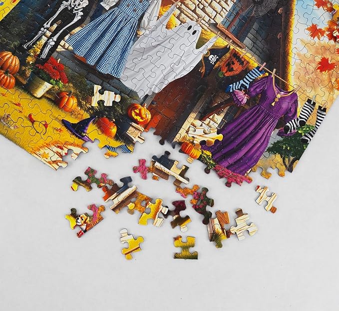 Springbok Halloween Laundry 500 Piece Jigsaw Puzzle for Adults and Family - Classic Halloween Costumes - Unique Cut Pieces - Made in USA
