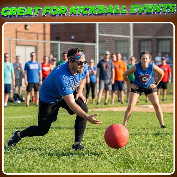 10 Inch Red & Blue Kickball Set - (2-Pack) with Pump - Large Playground Balls for Kids, Teens & Adults - Indoor & Outdoor Gym Sports Balls for Kickball, PE, Recess, Four Square & Backyard Games