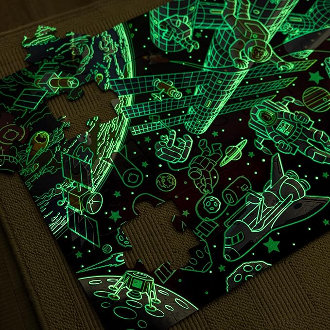 Melissa & Doug Outer Space Glow-in-the-Dark Cardboard Jigsaw Floor Puzzle – 48 Pieces, for Boys and Girls 3+ - FSC-Certified Materials