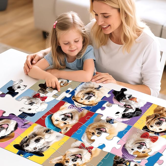 Jumbo Floor Puzzle for Kids,48 Piece Funny Dog Jigsaw Puzzles,Learning Educational Toys for Toddlers Ages 3-5,Puppy Theme Puzzles Children Easter Gift for Boy Girl Ages 4-8